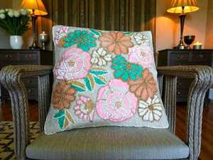 Housses de coussin de luxe en coton brodé de perles motif citrouille, faites à la main, décoratives, avec fermeture éclair pour la vente en gros - Product Image 1