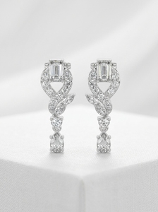 Pendientes de Diamantes Sintéticos de Platino Cultivados en Laboratorio, Corte Brillante, Color E, Certificados por Aigs, Joyería de Lujo Unisex para Regalo de Boda o Fiesta - Product Image 3
