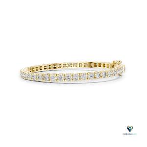 5.17 CT Yellow <b>Gold</b> Round Lab Grown Diamond Tennis Bracelet in 14K <b>Solid</b> <b>Gold</b>, 6.4 Inch Collet Set Classic Bracelet - Product Image 2