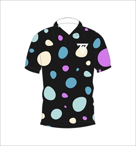 <b>Mens</b> <b>Black</b> Multicolor Dot Polo <b>Shirt</b> <b>Short</b> <b>Sleeve</b> Sublimation Print Breathable Casual Summer Wear - Product Image 1