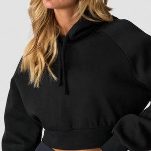 Vente en gros de sweats à capuche surdimensionnés en tricot respirant avec logo personnalisé imprimé, pour femmes, 100% coton, collection automne - Product Image 4