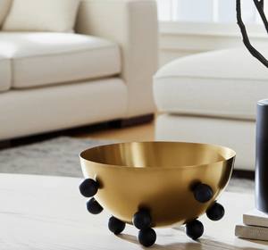 Bol à fruits de luxe en fer avec pieds décoratifs en forme de boule, design contemporain, centre de table pour mariage, Pâques, Ramadan, décoration intérieure - Product Image 1