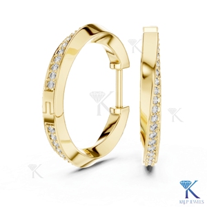 Pendientes de Aro con Diamantes CVD Cultivados en Laboratorio, Diseño Trenzado, Engastados en Oro Sólido de 14K, Joyería Fina de Lujo para Mujer, Boda, Novia - Product Image 1