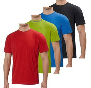 Camiseta de Punto de Manga Corta con Cuello Redondo y Color Sólido para Hombre, Corte Regular, Informal, Teñida, Roja, Verde, Azul, Negra - Product Image 2