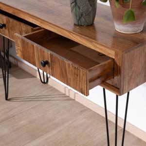 Consola Royal Structure de Andana en madera de acacia con patas de metal y frentes con relieve Wendy - Product Image 4