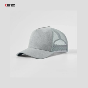 Casquette unisexe personnalisée COREX ENTERPRISES en toile respirante/imperméable à 5 panneaux, avec devant en daim rose et dos en mesh, réglable, broderie 3D - Product Image 4