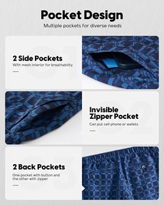 Pantalones cortos de sublimación de verano para hombre, de tela duradera con diseño estampado azul, elásticos, de moda, con estilo moderno y ajuste cómodo - Product Image 3