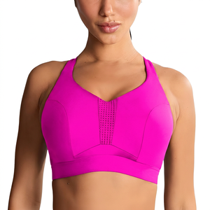 Women V-<b>Neck</b> <b>Halter</b> Sports <b>Bra</b> Medium Support Breathable Mesh Yoga Active wear Solid Black - Product Image 4