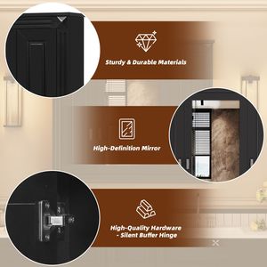 Botiquín de baño montado en la pared con 4 estantes y puerta con espejo, unidad de almacenamiento para inodoro - Product Image 5