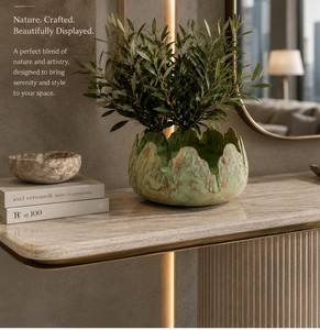 Maceta de Hierro Vintage Ecológica con Diseño Urli, Recubrimiento en Polvo con Pátina Verde, Hecha a Mano para Decoración del Hogar y Jardín - Product Image 1