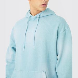 Survêtement unisexe ample 2-en-1 en coton 100% uni, style vintage, délavé à l'acide, effet usé et décoloré par le soleil, avec sweat à capuche - Product Image 3