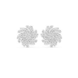 Pendientes de compromiso de oro amarillo de 14 quilates con diamantes cultivados en laboratorio para mujer |   Diamante Cultivado Nuevo - Product Image 2