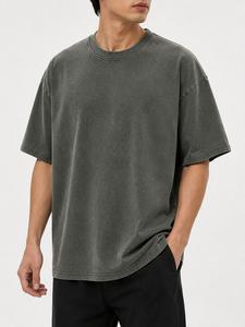 เสื้อยืดคอกลมแขนสั้นทรงโอเวอร์ไซส์สำหรับผู้ชาย ผ้าคอตตอนเจอร์ซีย์เนื้อหนัก 220 กรัม ซักแล้ว ใส่สบาย ระบายอากาศได้ดี เป็นมิตรต่อสิ่งแวดล้อม - Product Image 5