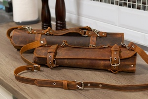 ม้วนเก็บชุดปลอกหนังสไตล์วินเทจ5ช่องสำหรับเชฟปลอกกระเป๋าจัดระเบียบที่เก็บของในชีวิตประจำวัน - Product Image 6