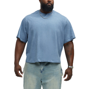 <b>Vintage</b> Washed Blue Oversized T Shirt Men Heavyweight Cotton Boxy Fit Drop Shoulder Streetwear <b>Tee</b> - Product Image 5