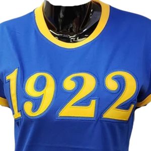 Camiseta de la Hermandad Sigma Gamma Rho con el Año de Fundación, Azul, para Mujer, Manga Corta, con Gráfico de Letras Griegas, Informal, Personalizada - Product Image 6