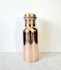Mirror Finish Copper Water <b>Bottle</b> Seamless Plain Design Reusable Metal Drink <b>Flask</b> Leakproof Daily Hydration Container - Product Image 2