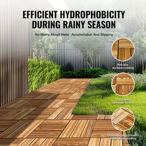 กระเบื้องพื้นไม้เนื้อแข็งแบบประกบกัน 10 ชิ้น ขนาด 12"x12" กันน้ำ ไม้สนกันชื้น ใช้ได้ทุกสภาพอากาศ สำหรับปูพื้นระเบียง - Product Image 4