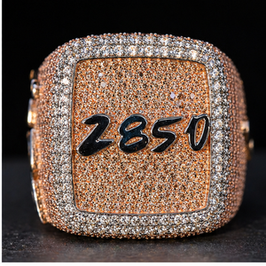Personalized Religious 925 Silver Men's <b>Iced</b> Custom Initial Letter Number Moissanite Cocktail Pave Set Rhodium Plated Fine <b>Rings</b> - Product Image 2