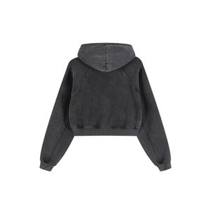Wholesale Black Vintage Acid Wash Hoodie Women French Terry Casual Athletic Pullover Eco Friendly Distressed Crop <b>Gym</b> <b>Sweatshirt</b> - Product Image 2