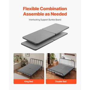 Base letto a castello in legno Queen Size con doghe da 1,5 pollici, supporto materasso in tessuto Oxford 200D, facile da montare - Product Image 4