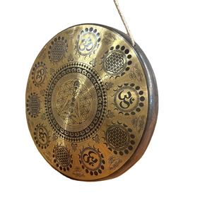 Campana de canto decorativa de Metal Tam-Tam Gong tradicional hecha a mano de Nepal para fines de curación budista de meditación de Yoga - Product Image 1