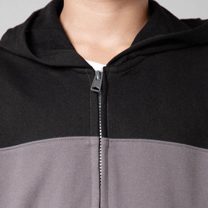 Boys Color Blocking Hooded <b>Tracksuit</b> Set Full Sleeve Zipper Sweatshirt Sweatpants Casual Autumn Outfit Gray <b>Black</b> Cotton - Product Image 6