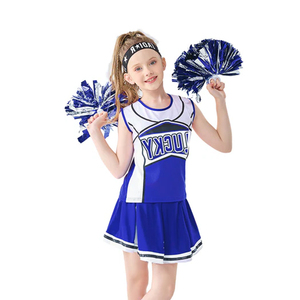 Conjunto de Disfraz de Animadora para Niñas, 100% Poliéster, Estampado por Transferencia Térmica, con Pompones y Medias para Actuaciones en Escenario - Product Image 1