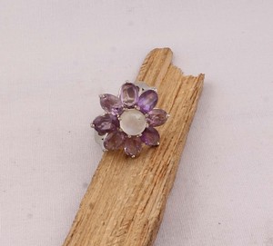 Anillo de Plata de Ley 925 con Bisel de Amatista Natural Arcoíris, Anillo de Boda para Mujer con Nueve Piedras Preciosas Púrpuras Genuinas, Febrero - Product Image 3