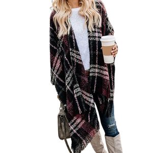 Plaid Tassel Shawl Scarf Long <b>Knit</b> <b>Throw</b> Blanket for Women Winter Casual Home Outdoor - Product Image 1