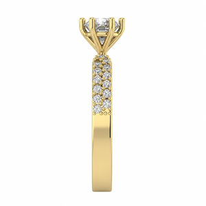 Anillo de Compromiso Clásico Solitario con Diamante Cultivado en Laboratorio, Corte Clásico, Hilera de Diamantes Pavé Laterales, Engaste de Puntas, Oro, Certificado IGI, Aniversario, OEM - Product Image 2