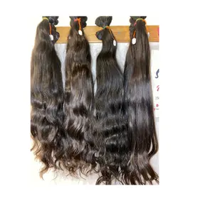 Hot Selling 2022 Machine Weft Unprocessed 100% Raw Indian Temple Hair Bundle / Virgin Hair Extension At Lowest Price