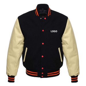 Custom Black Wool Varsity <b>Jacket</b> Men's Leather Sleeve Embroidered Front Logo Casual Autumn Baseball <b>Jacket</b> - Product Image 5