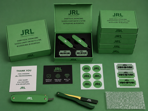 Jrl มีดโกนหนวดตรงสแตนเลสแม่เหล็กสีทองอุปกรณ์โกนหนวดออกแบบโลโก้ได้ตามต้องการ - Product Image 3