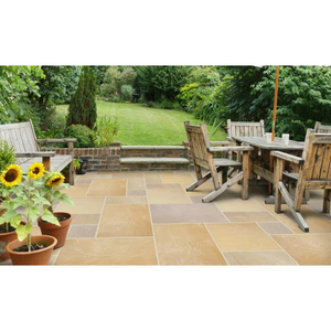 Transforme su jardín con el paquete de terraza Garda Buff Sandstone para terrazas rústicas y pisos de piedra natural - Product Image 3