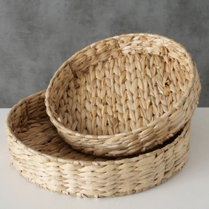 Meilleure vente Panier de rangement de luxe en jacinthe d'eau avec poignées Panier en forme de cercle pour organiser les vêtements dans le salon - Product Image 2