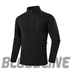 Pull en molleton noir pour homme à manches longues avec poche zippée coupe-vent pour l'hiver - Product Image 1
