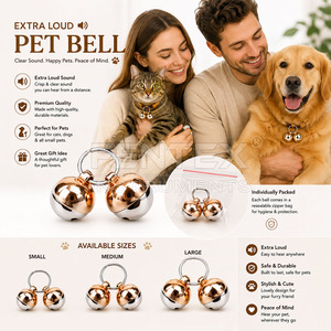 Cloche en cuivre sonore pour colliers de chiens et de chats – Cloche durable à son extra fort pour le suivi et la sécurité des animaux de compagnie - Product Image 3