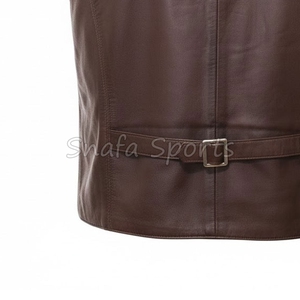 เสื้อกั๊กหนังผู้ชายเสื้อกั๊กหนังแท้สำหรับนักขี่จักรยานเสื้อกั๊กหนังแขนกุดแฟชั่นหนัง - Product Image 6