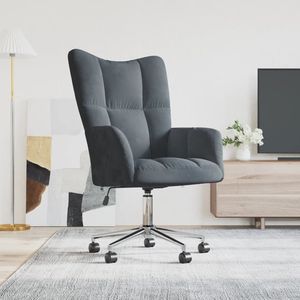 Chaise de bureau en velours gris foncé pour la détente - Product Image 1