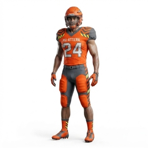 Custom Men's Orange Gray American Football Uniform <b>Padded</b> Jersey <b>Pants</b> Set Sports Team Apparel - Product Image 1