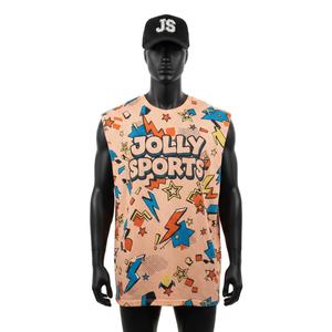 Camiseta sin mangas de algodón grueso con estampado de jersey, estilo urbano, logotipo personalizado, 100% algodón, para hombre, corte holgado, estampada. - Product Image 1