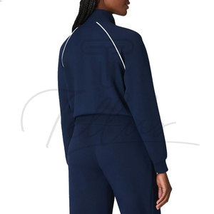 Women's Custom Logo Casual Solid Lightweight Breathable Polyester/Cotton Tracksuit <b>Set</b> with <b>Sweat</b> Track Jogger Pants - Product Image 4