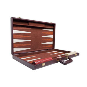 Luxury PU Leather Foldable Durable Tournament <b>Backgammon</b> Set Portable Travel Board Game with Red & White - Product Image 2