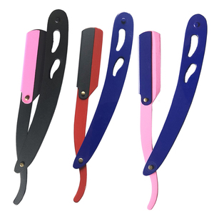 Rasoir droit pliant professionnel à manche rose, lame en acier inoxydable, outil de barbier pour le rasage du visage, faible MOQ, vente en gros, rasoir OEM - Product Image 6