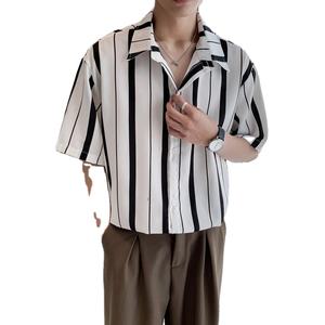 Camisas a rayas de verano para hombres, camisas abotonadas, camisa de manga corta para hombre, camisa vertical de talla grande transpirable - Product Image 1