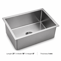 Évier de cuisine en acier inoxydable de style farmhouse, cuve simple carrée, un trou, durable, qualité 304