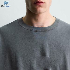 Camiseta de Manga Corta con Cuello Redondo y Estampado de Letras para Hombre, Color Gris Oscuro, Estilo Casual, de Algodón Jersey, Talla Grande, Marca Blue Tech - Product Image 5