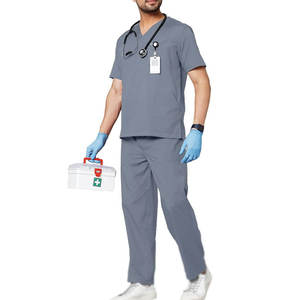 Uniforme Médico para Hombre, Traje de Enfermería, Uniforme de Hospital para Clínica, Conjuntos Médicos Grises, Más Vendidos - Product Image 1