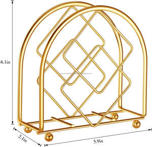 Porte-serviettes en métal fini or de la plus haute qualité et support élégant organisateur de Table à manger d'intérieur pour le stockage de serviettes en papier - Product Image 6
